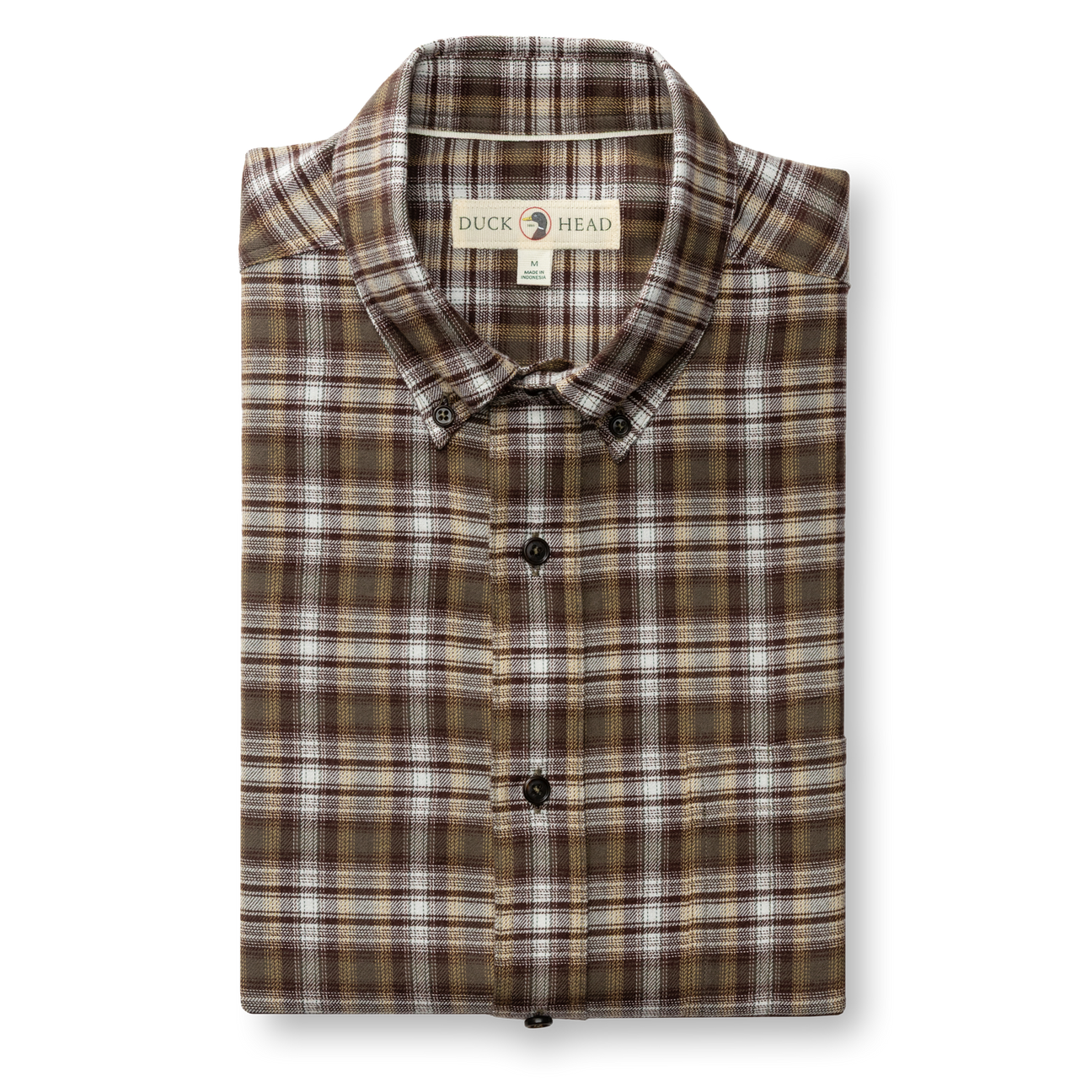 Cotton Flannel Sport Shirt - Merin Plaid - Crocodile Brown