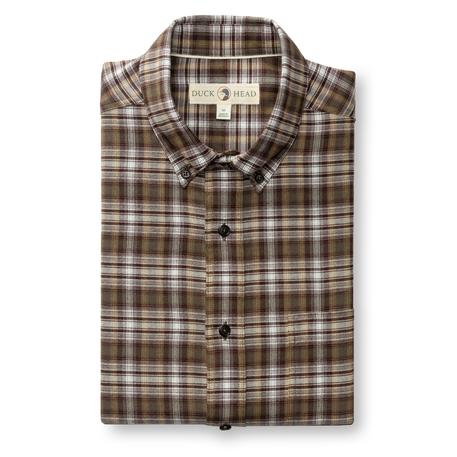 Cotton Flannel Sport Shirt - Merin Plaid - Crocodile Brown