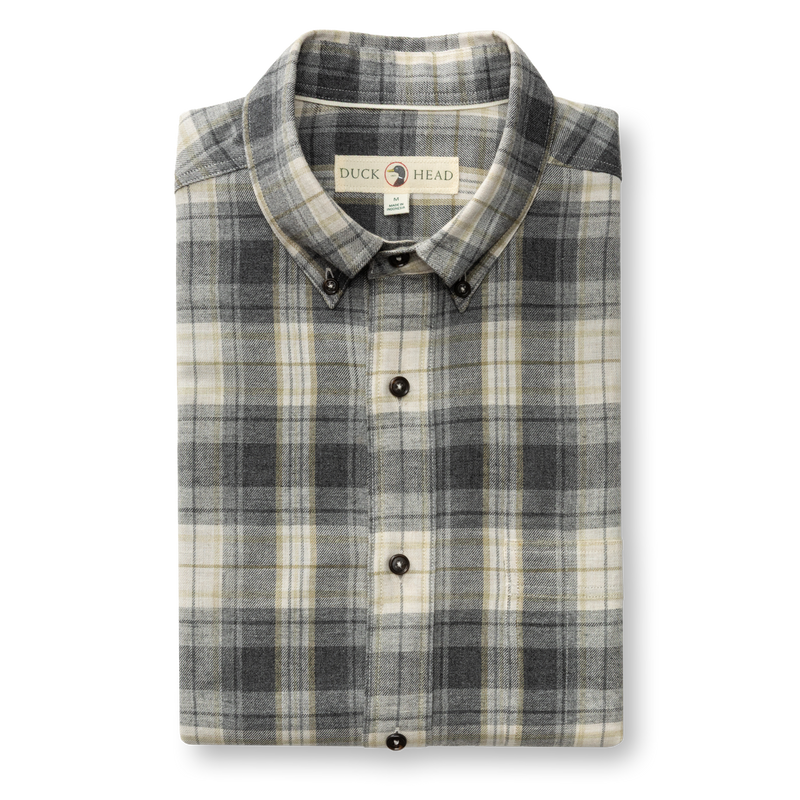 Cotton Flannel Sport Shirt - Rolland Plaid - Charcoal Heather