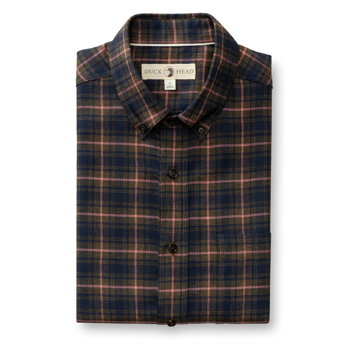 Cotton Flannel Sport Shirt - Drayden Plaid - Dark Olive Heather