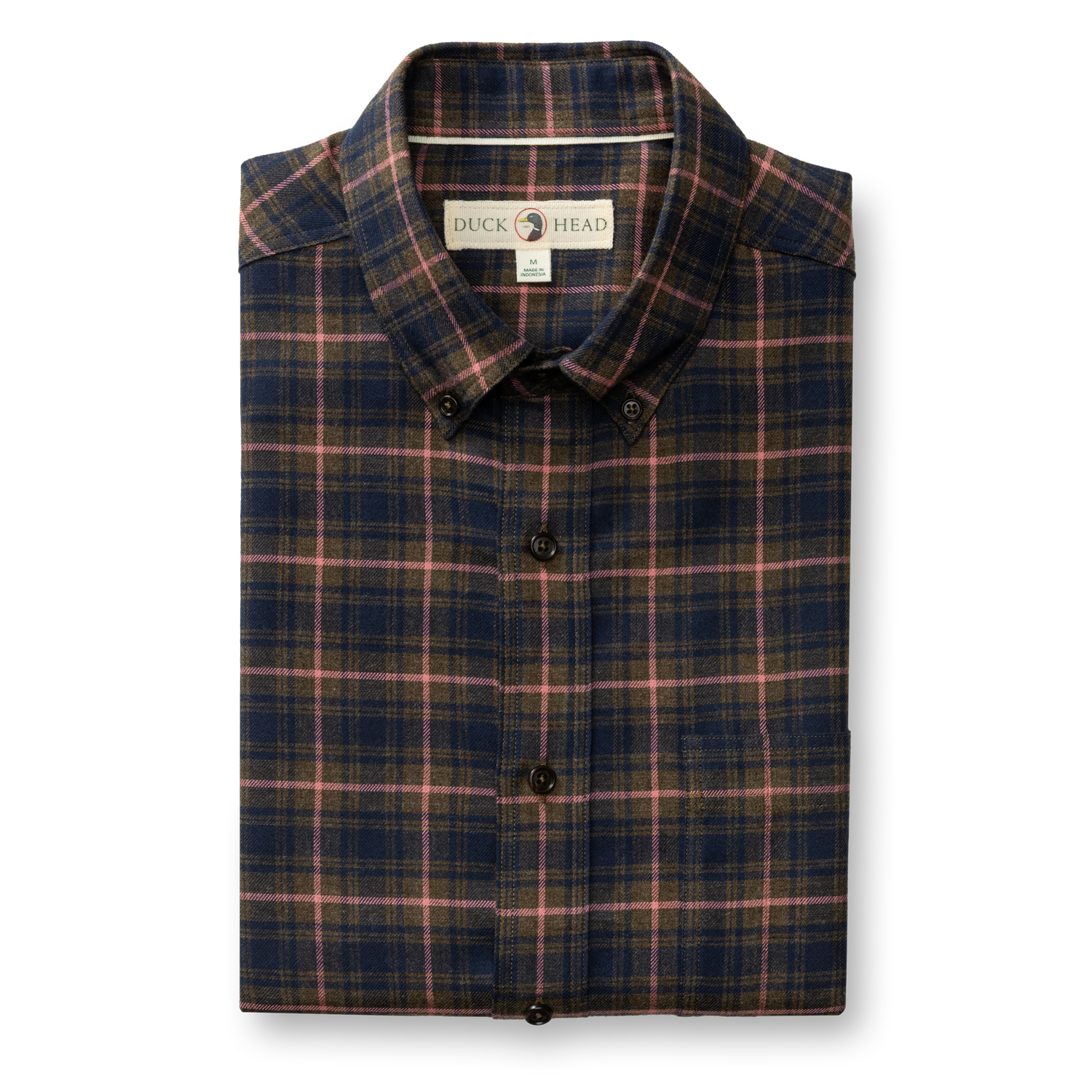 Cotton Flannel Sport Shirt - Drayden Plaid - Dark Olive Heather
