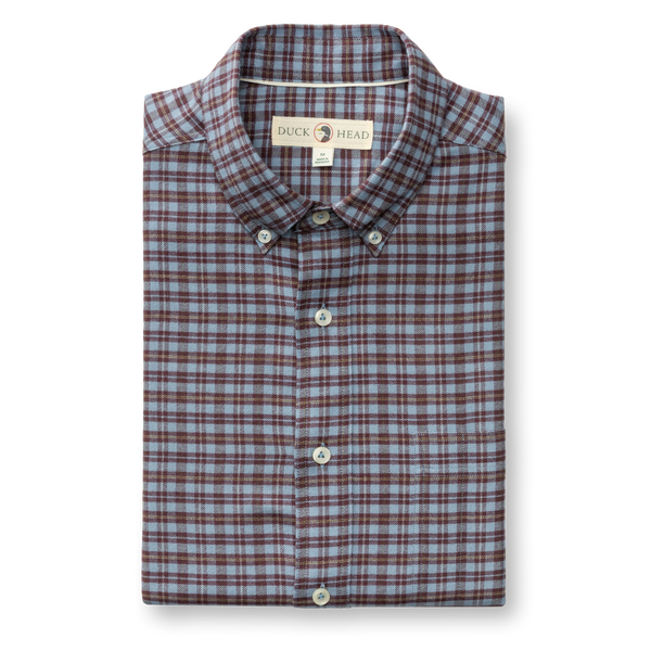 Cotton Flannel Sport Shirt - Paxon Plaid - Windblown Sky