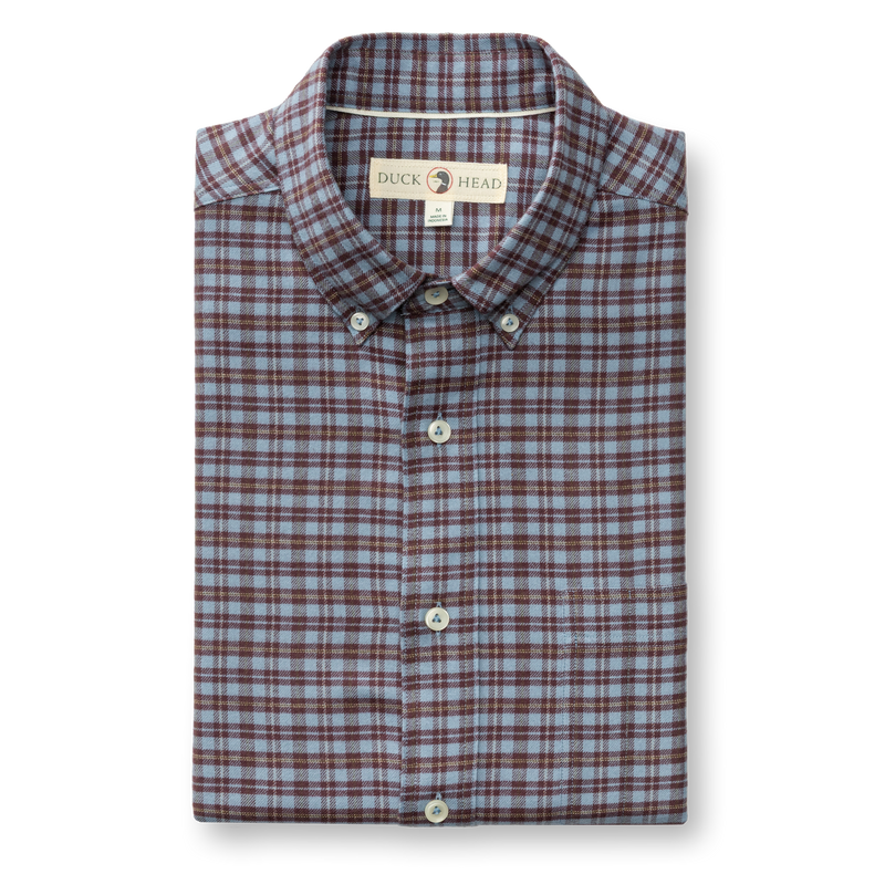 Cotton Flannel Sport Shirt - Paxon Plaid - Windblown Sky