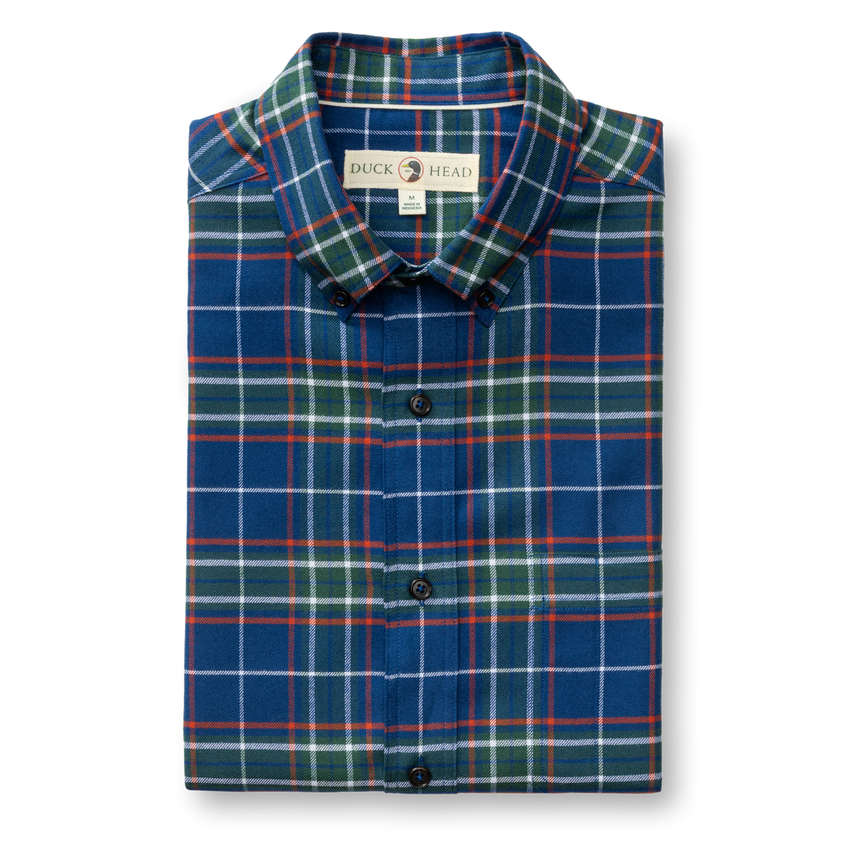 Cotton Flannel Sport Shirt - Osborne Plaid - Navy Peony