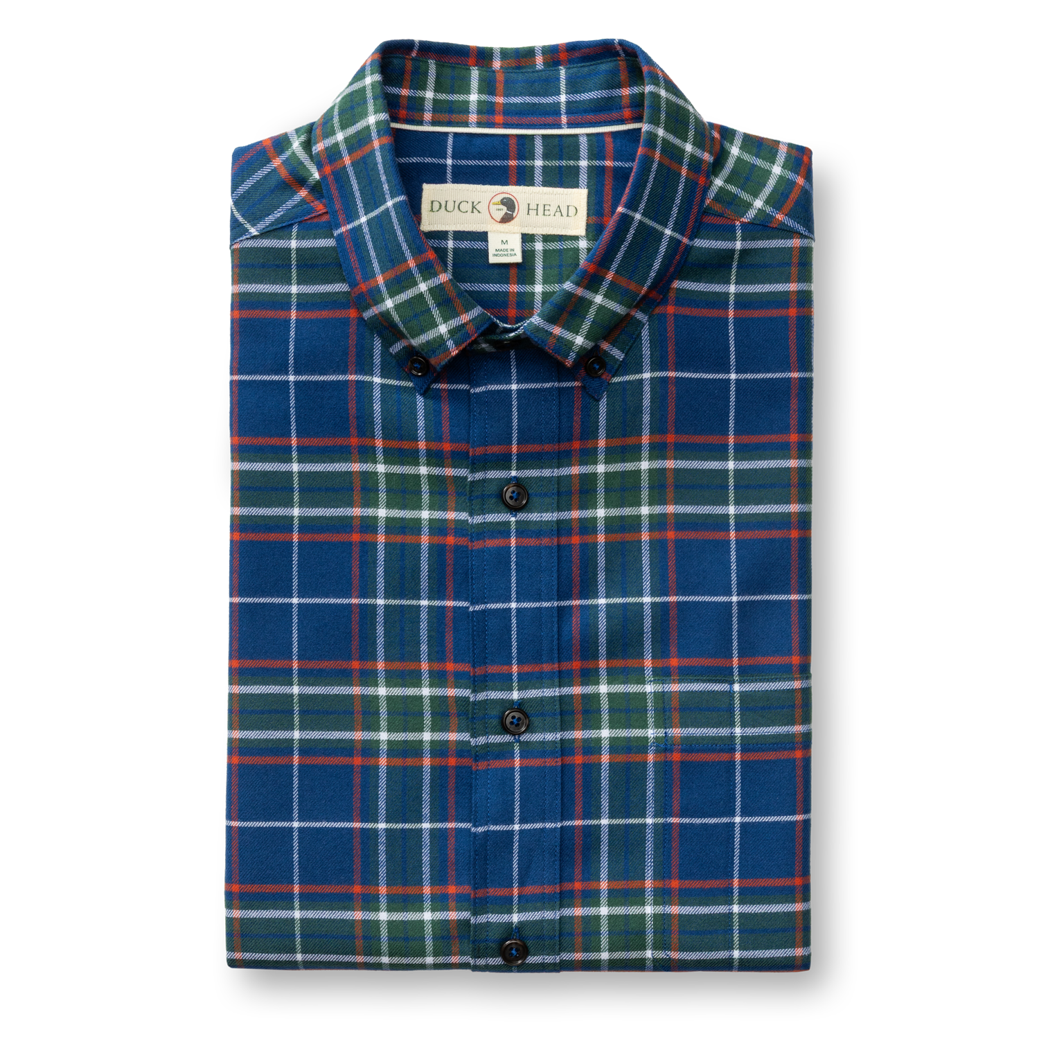 Cotton Flannel Sport Shirt - Osborne Plaid - Navy Peony