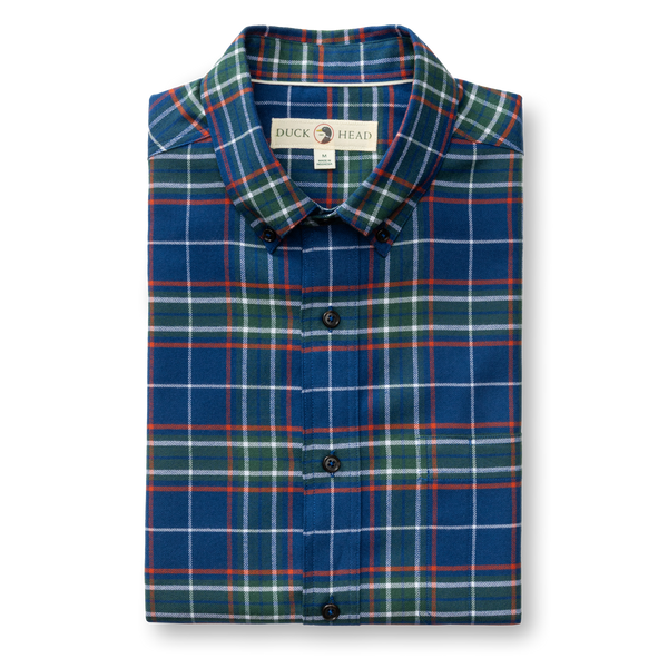 Cotton Flannel Sport Shirt - Osborne Plaid - Navy Peony