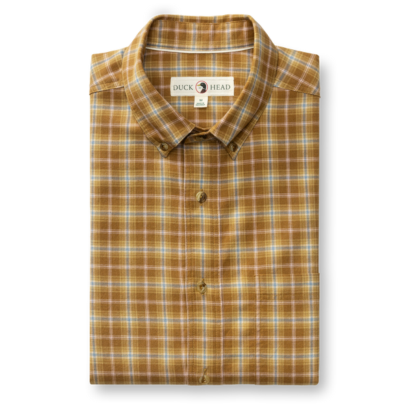 Cotton Wool Sport Shirt - Dearing Plaid - Bronze Brown