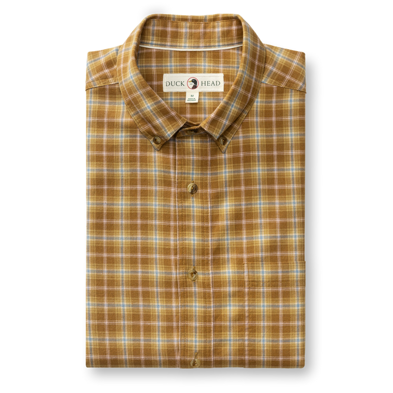 Cotton Wool Sport Shirt - Dearing Plaid - Bronze Brown