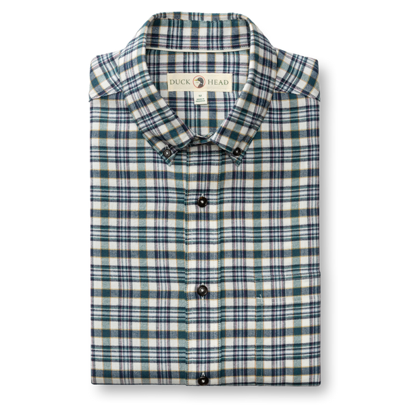 Cotton Flannel Sport Shirt - Radcliffe Plaid - Windblown Sky
