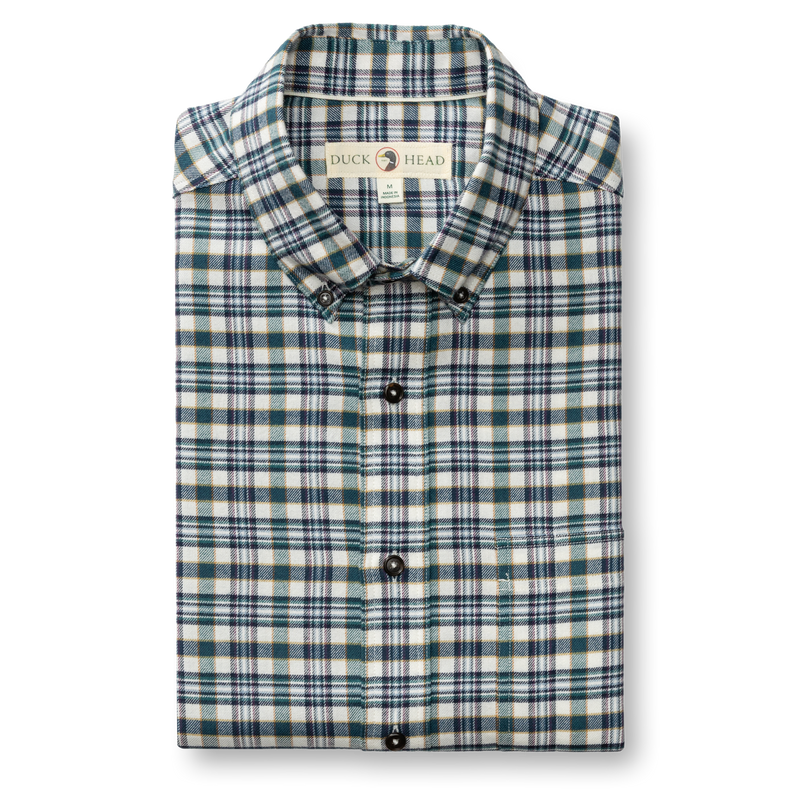 Cotton Flannel Sport Shirt - Radcliffe Plaid - Windblown Sky