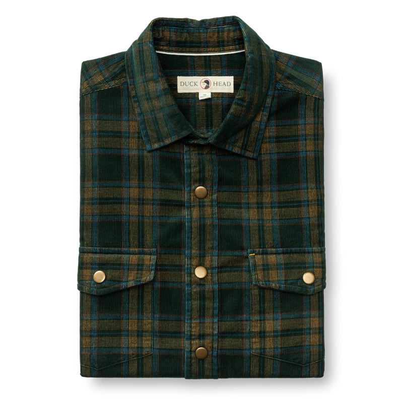 Corduroy Snap Shirt - Timberly Plaid - Pine Grove