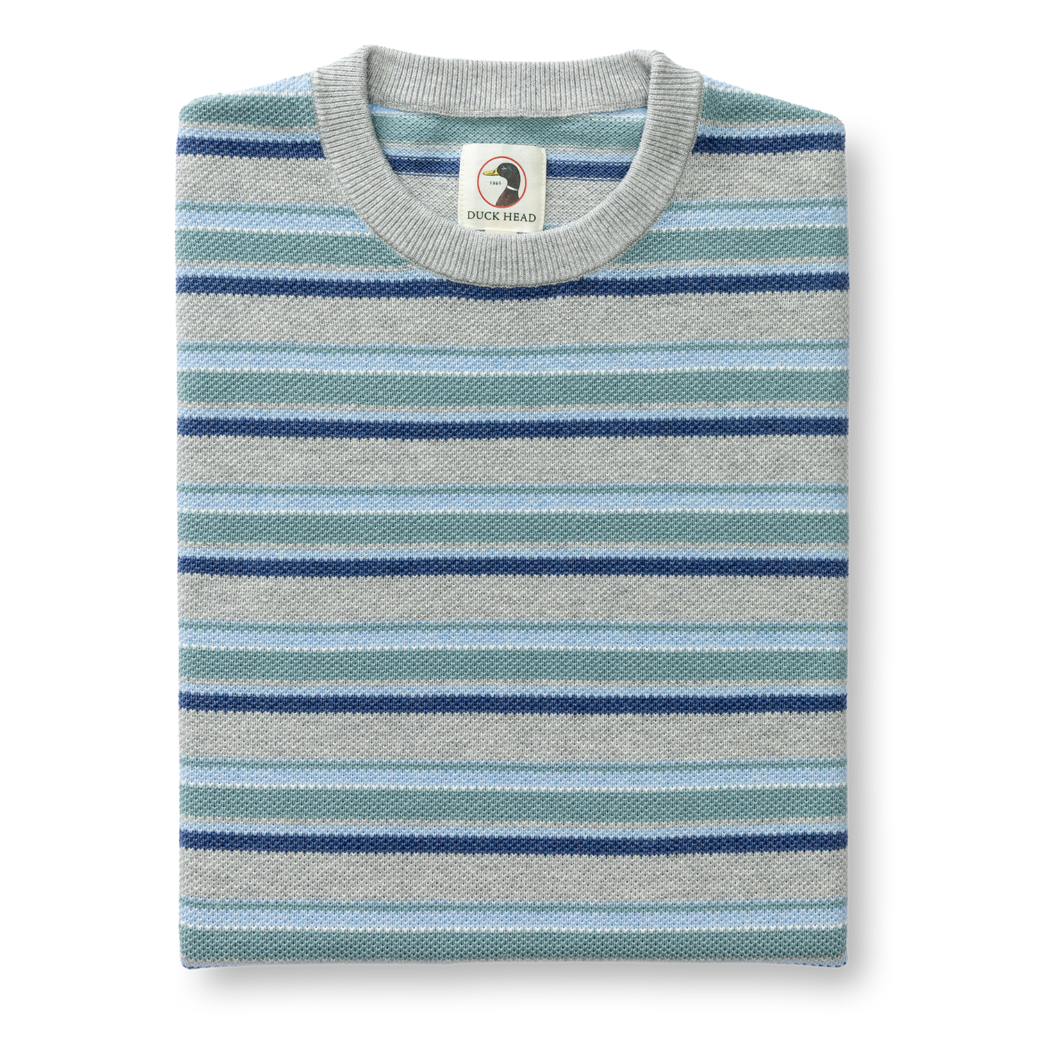Elmwood Crewneck Striped Pique Sweater - Heather Grey