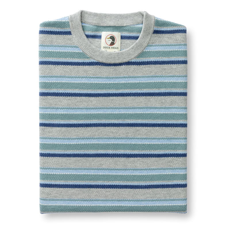 Elmwood Crewneck Striped Pique Sweater - Heather Grey