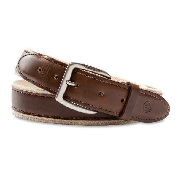 (新品) YLÈVE LEATHER BUCKLED BELT Leather Trim Webbed Belt – Duck Head