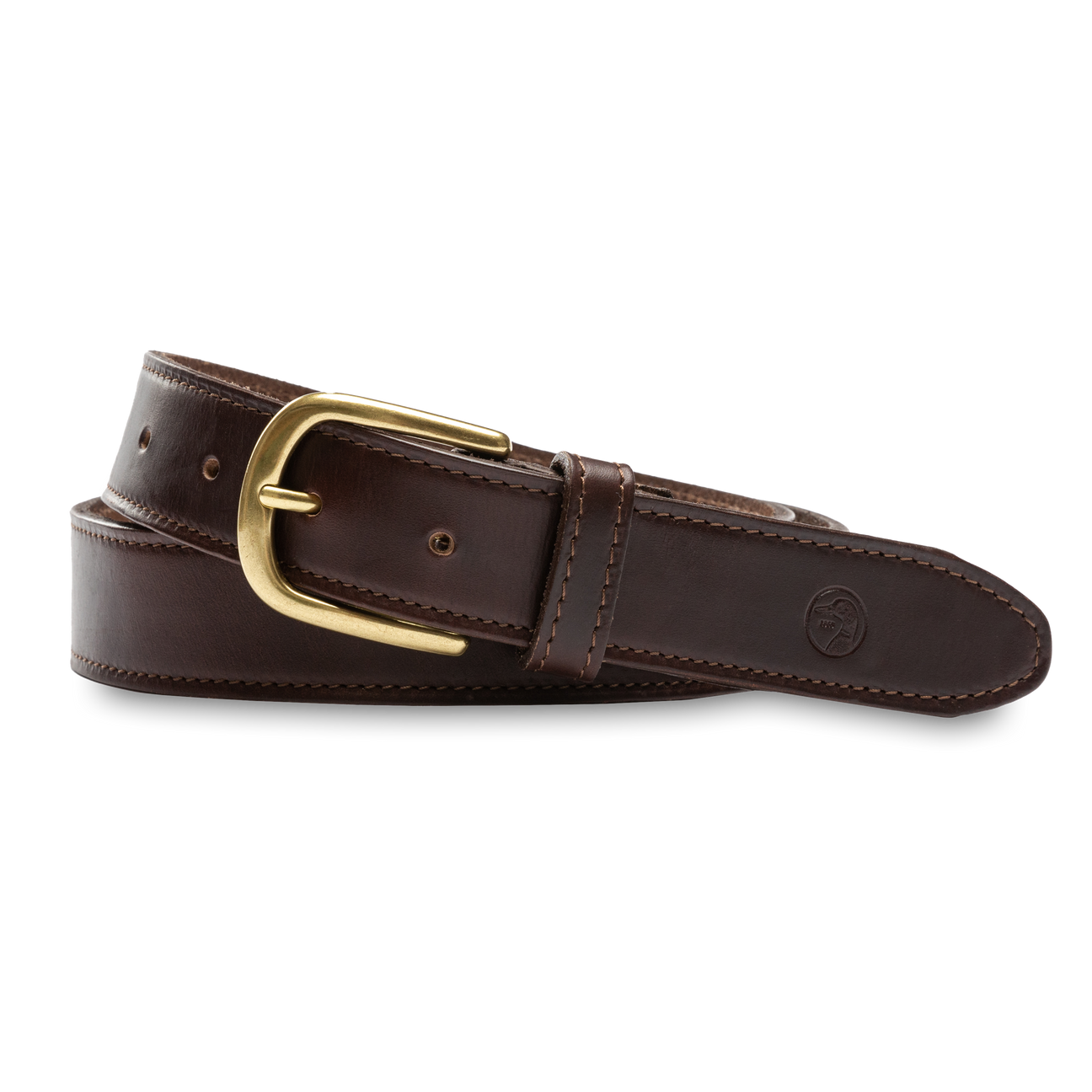 Dark Brown Leather Belt - Dark Brown with Brass Buckle