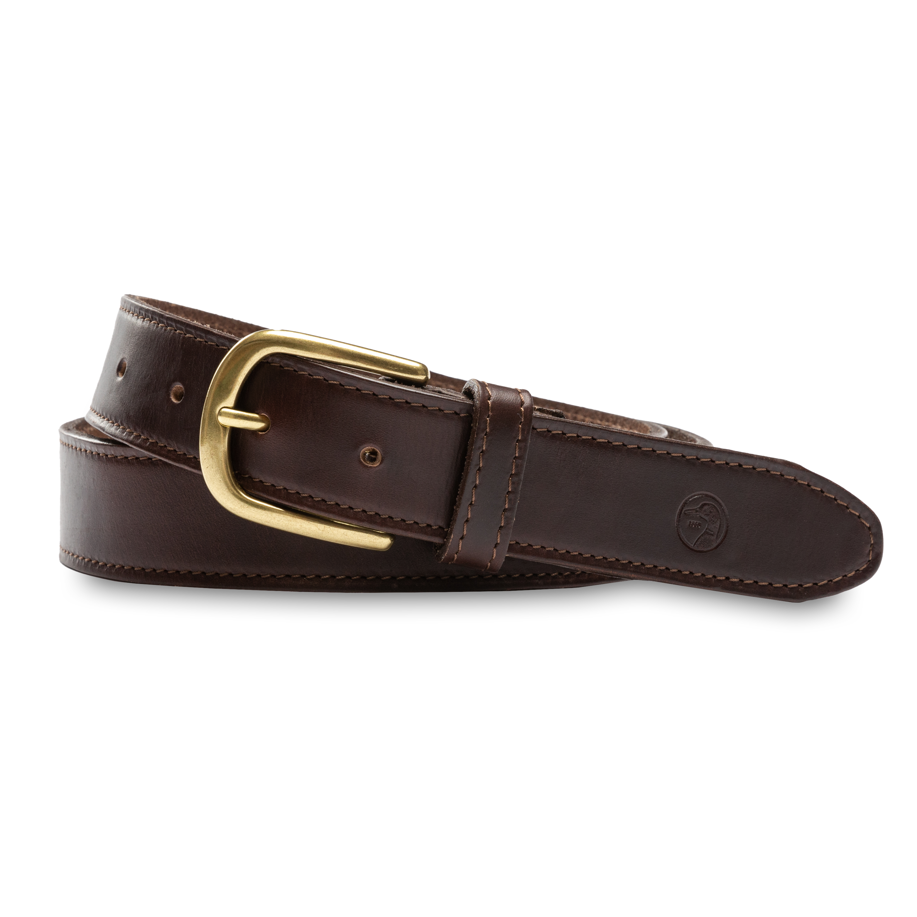 Dark Brown Leather Belt - Dark Brown with Brass Buckle