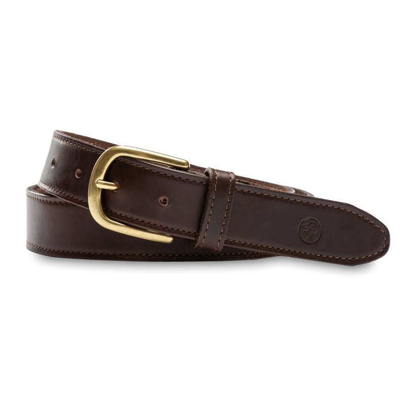 Dark Brown Leather Belt - Dark Brown with Brass Buckle