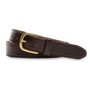 Dark Brown Leather Belt - Dark Brown with Brass Buckle
